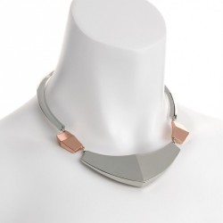 Necklace - Two tone rhodium and rose gold colour choker...
