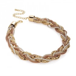 Necklace - Six row three tone gold, silver and rose gold...