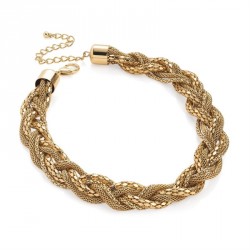 Necklace - Six row gold colour platted chain necklace. -...