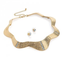 Necklace & Earring set - Gold colour crystal collar set...