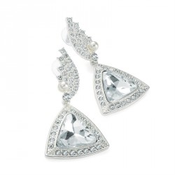 Earring - Silver and white pearl colour crystal drop...