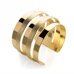 Bracelet - Gold colour glitter effect cuff bangle. -...