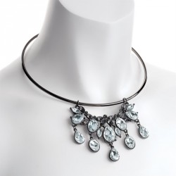 Necklace - Hematite, crystal and black diamond colour...
