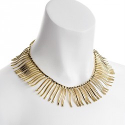 Necklace - Gold colour black bead spray design chain...