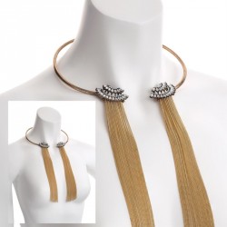 Necklace - Two tone burnish rose gold and shiny gold...