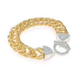 Bracelet - Two tone gold and silver colour crystal chain...
