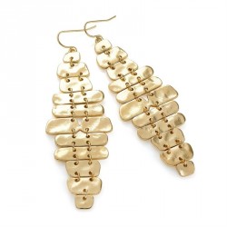 Earring - Gold colour chain mail style drop earrings. -...