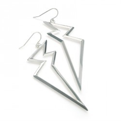 Earring - Silver colour flash design drop earrings. -...