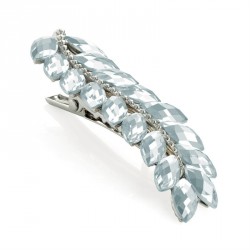 Hair clip - Shiny rhodium colour crystal leaf design hair...