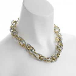 Necklace - Two tone gold and silver colour chain...