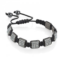 Bracelet - Black cord crystal adjustable bracelet. -...