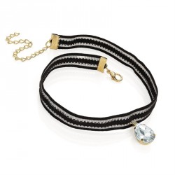 Necklace - Black and crystal elasticated choker necklace....