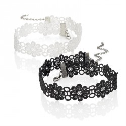 Necklace set - Two piece black and white flower design...