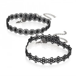 Necklace set - Two piece black choker set. - (N30554)