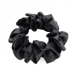 Scrunchie - Black ruffle satin effect elasticated hair...
