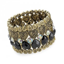Bracelet - Antique gold colour jet and AB crystal...