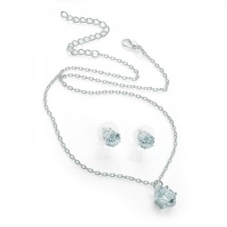 Necklace & Earring set - Silver colour CZ crystal chain...