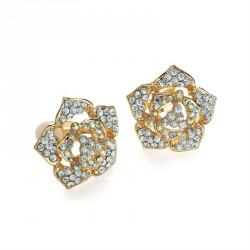 Earring - Shiny gold colour crystal and AB crystal clip...
