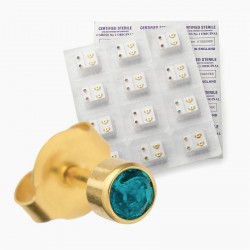 Earring set - Twelve blue zircon & gold colour sterile...