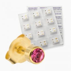 Earring set - Twelve rose pink & gold colour sterile stud...