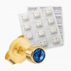 Earring set - Twelve sapphire blue & gold colour sterile...