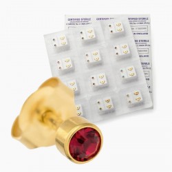 Earring set - Twelve ruby red & gold colour sterile stud...