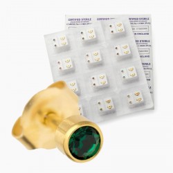 Earring set - Twelve emerald green & gold colour sterile...