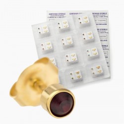 Earring set - Twelve siam red & gold colour sterile stud...