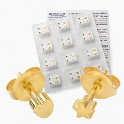 Earring set - Twelve hearts & stars design gold colour...