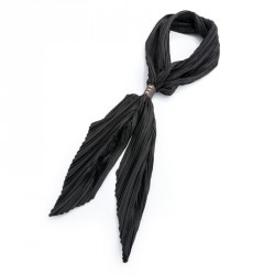 Scarf - Black crinkle look tie scarf. - (SC30502)