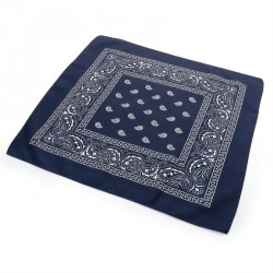 Bandana - Navy and white paisley print bandana. - (SC30495)