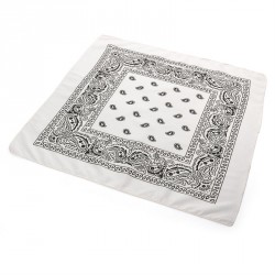 Bandana - White and black paisley print bandana. - (SC30493)