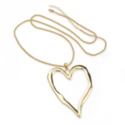 Necklace - Shiny gold colour heart design chain necklace....