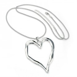 Necklace - Shiny rhodium colour heart design chain...