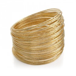 Bangle set - Sixty piece shiny gold colour bangle set. -...