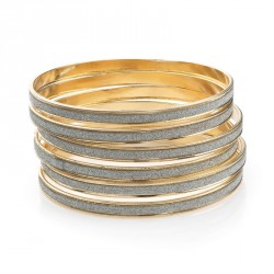 Bangle set - Six piece gold colour silver glitter bangle...