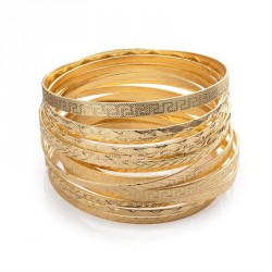 Bangle set - Sixteen piece gold colour bangle set. -...