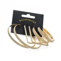 Earring set - Three pairs gold and silver glitter effect...