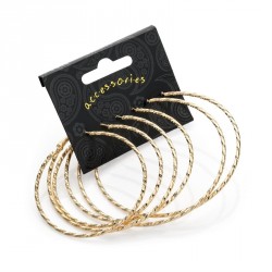 Earring set - Three pairs gold colour diamond cut effect...