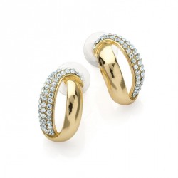 Earring - Shiny gold colour crystal stud earrings. -...
