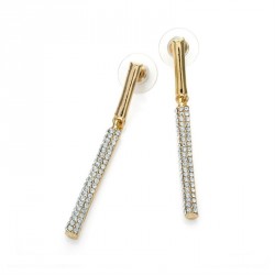 Earring - Gold colour crystal drop earrings. - (ER30407)