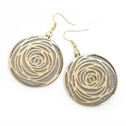 Earring - Shiny silver and gold colour round earrings. -...