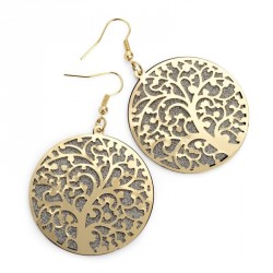 Earring - Shiny gold and silver colour round tree design...