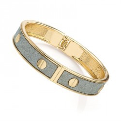 Bracelet - Gold colour silver glitter effect round hinge...