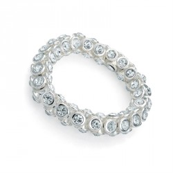 Bracelet - Shiny silver colour crystal elasticated...