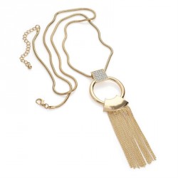 Necklace - Gold colour crystal chain drop necklace. -...
