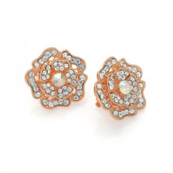 Earring - Rose gold colour crystal and AB crystal flower...