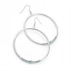 Earring - Silver colour crystal round earrings. - (ER30378)