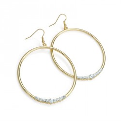 Earring - Gold colour crystal round earrings. - (ER30377)