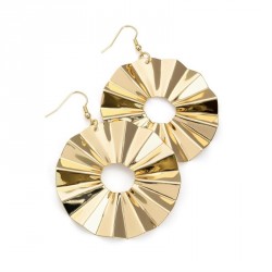 Earring - Gold colour round earrings. - (ER30376)
